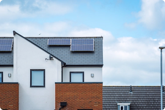 Modern house with solar panels
